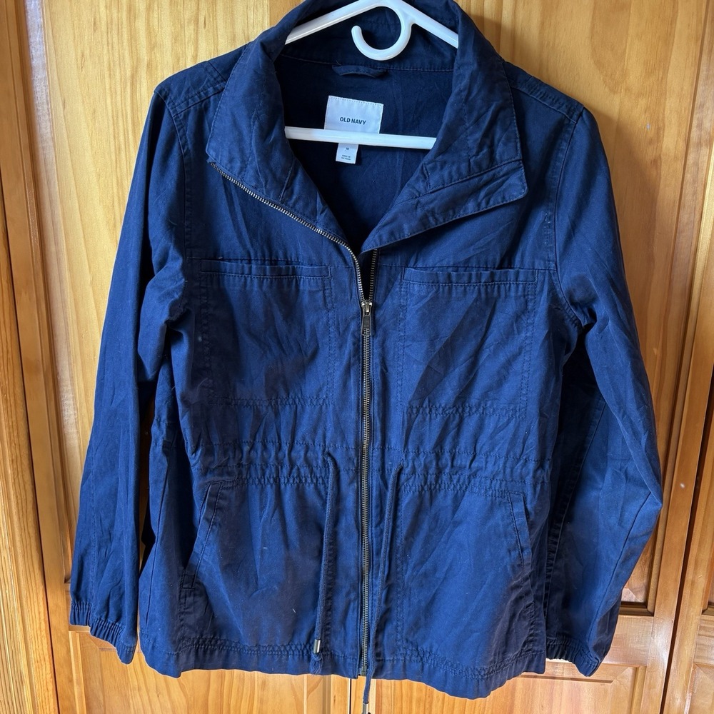 Old Navy Field Jacket Womens Medium‎ Navy Blue Full Zip Utility Jacket 437889-04